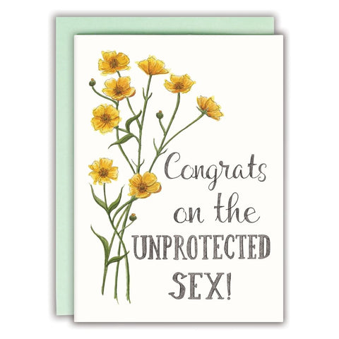 Congrats on the unprotected sex greeting card with yellow buttercup flowers
