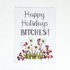 A card that says Happy Holidays Bitches 