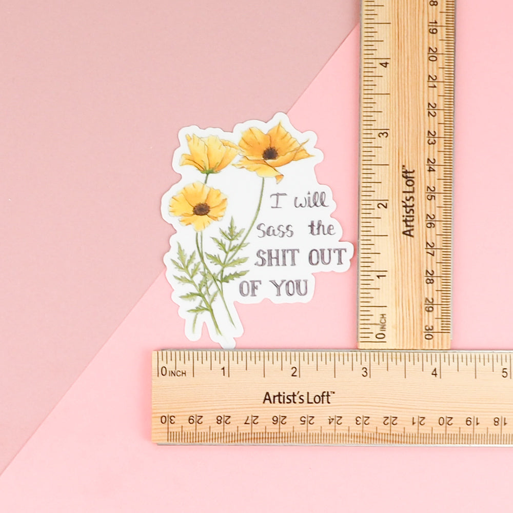 I will sass the shit out of you vinyl sticker with ruler to measure