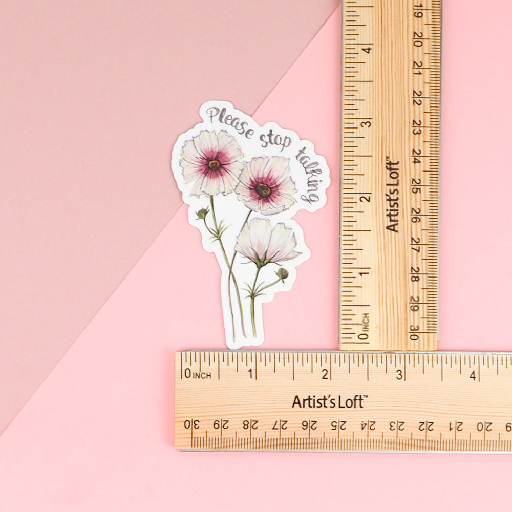 Please Stop Talking Sticker with ruler for measurement 