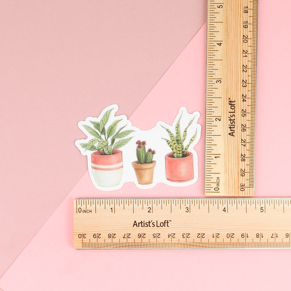 Potted Plant Vinyl Sticker with ruler for measurement 