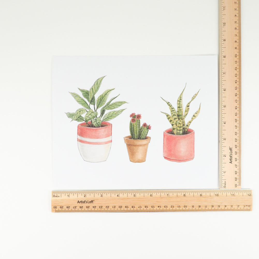 Potted Plant Wall Art with rulers to measure