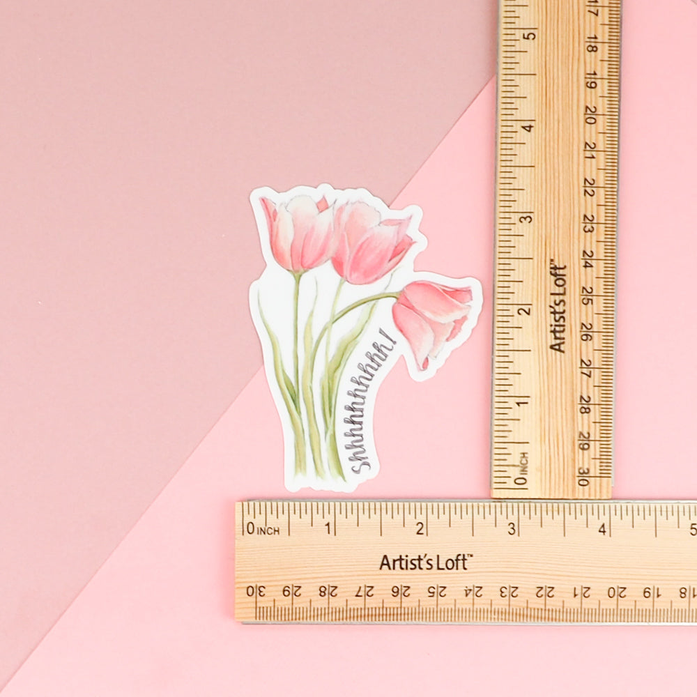 Shhhhhhh Vinyl Sticker with ruler for measurements